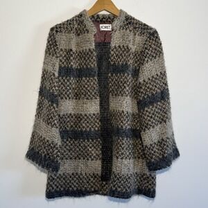 Koret Women's Large Vintage Mohair Open Front Cardigan Textured Sweater Striped‎